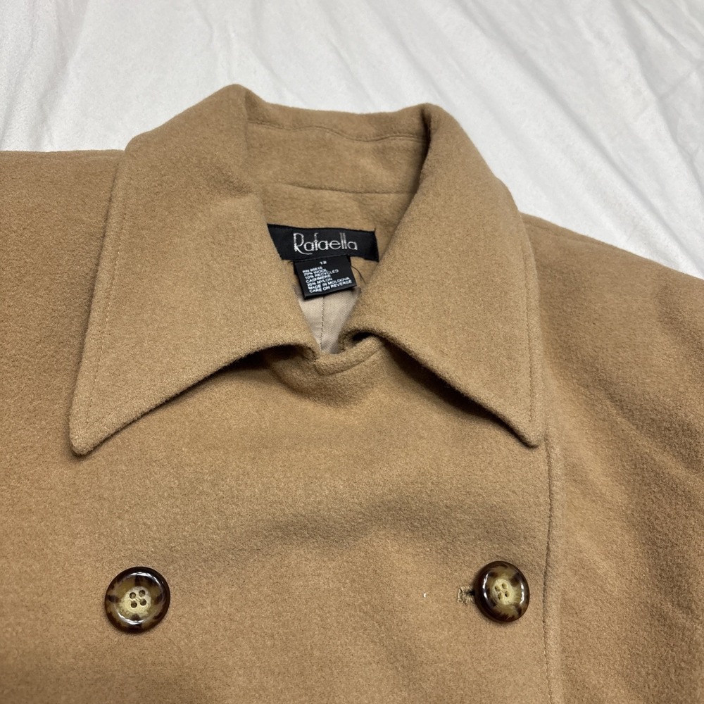 Rafaella Womens Size 12 Camel Full Button Oversized‎  Pea Coat NWT!